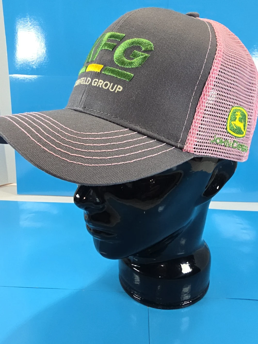 John Deere KFG Pink Gray Mesh Trucker Snapback Hat